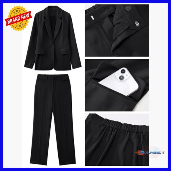 Professional Blazer Pantsuit Set Business Casual Office Wear Polyester Blend - Picture 5 of 7